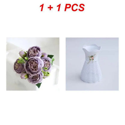 Hot Selling 1pcs/30cm Rose Pink Silk Bouquet Peony Artificial Flower 5 Big Head 4 Small Bud Bride Wedding Home Decoration Artifi - flowers