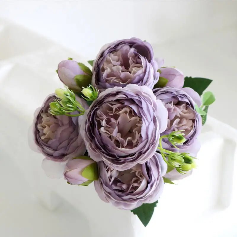 Hot Selling 1pcs/30cm Rose Pink Silk Bouquet Peony Artificial Flower 5 Big Head 4 Small Bud Bride Wedding Home Decoration Artifi - flowers