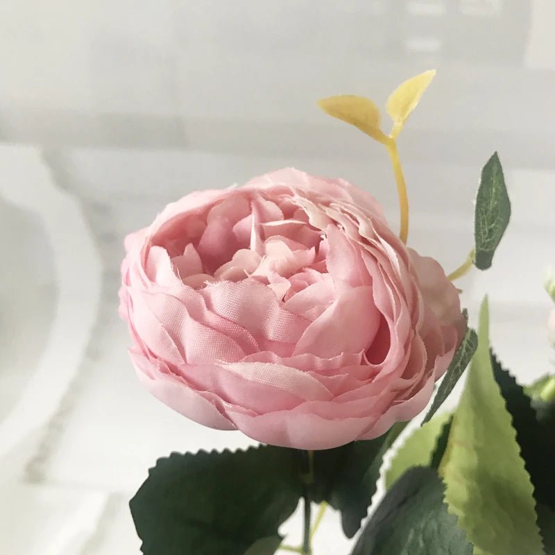 Hot Selling 1pcs/30cm Rose Pink Silk Bouquet Peony Artificial Flower 5 Big Head 4 Small Bud Bride Wedding Home Decoration Artifi - flowers