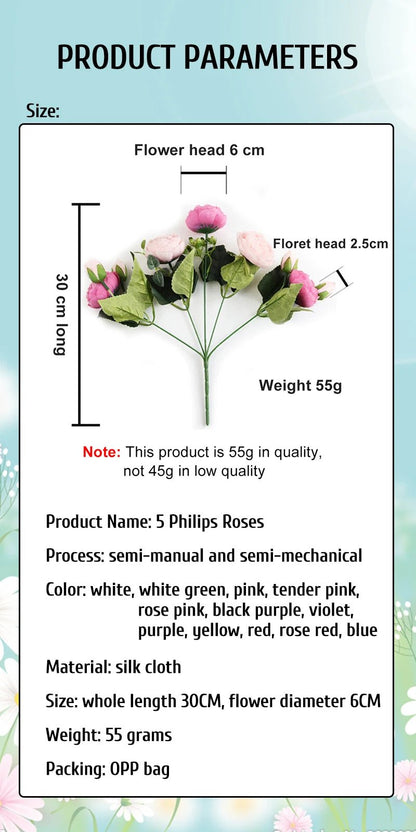 Hot Selling 1pcs/30cm Rose Pink Silk Bouquet Peony Artificial Flower 5 Big Head 4 Small Bud Bride Wedding Home Decoration Artifi - flowers