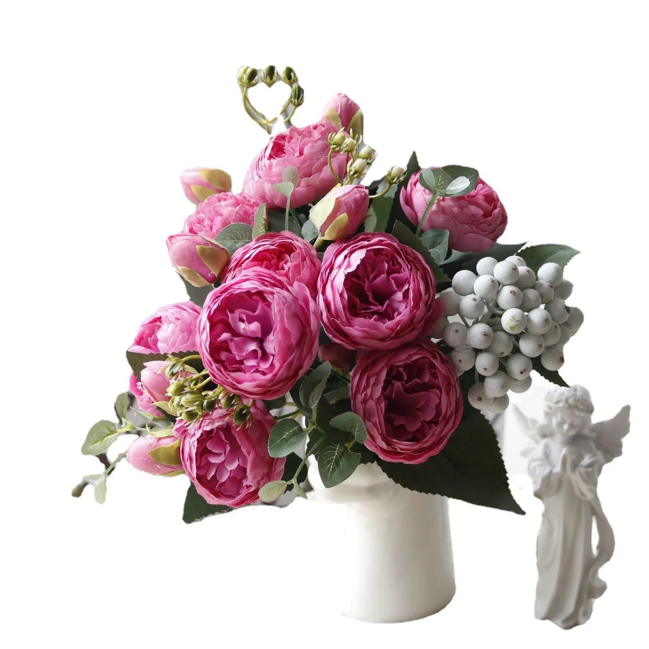 Hot Selling 1pcs/30cm Rose Pink Silk Bouquet Peony Artificial Flower 5 Big Head 4 Small Bud Bride Wedding Home Decoration Artifi - flowers